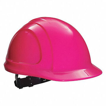 Casque de sécurité à bord avant, rose vif, HDPE, cliquet, classe E