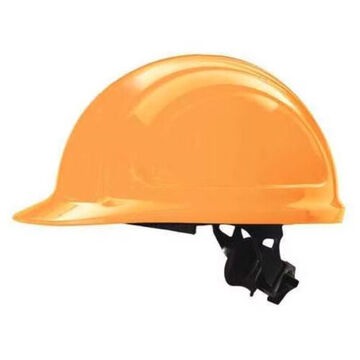 Casque de sécurité à bord avant, orange haute visibilité, HDPE, cliquet, classe E