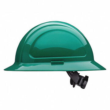 Casque de sécurité à bord avant, vert, PEHD, cliquet, classe E