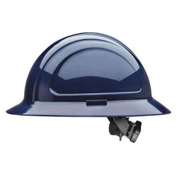 Casque de sécurité à bord avant, bleu foncé, HDPE, cliquet, classe E