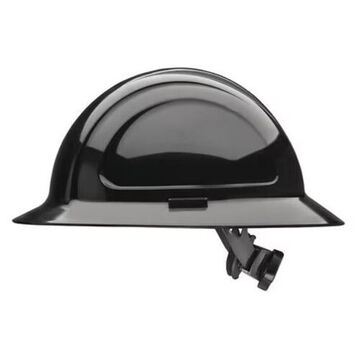 Front Brim Hard Hat, Black, HDPE, Ratchet, Class E