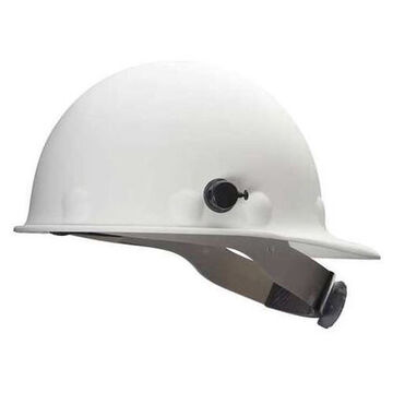 Front Brim Hard Hat, White, Fiberglass, Ratchet, Class C, G