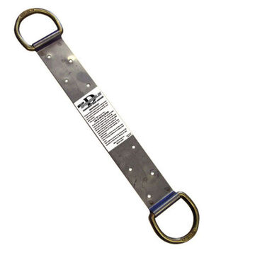 Double D Roof Anchor, 310 lb Capacity, 17-7/8 in lg, 2 in wd, Stamping 304 Stainless Steel, D-Rings Zinc-Plated Steel
