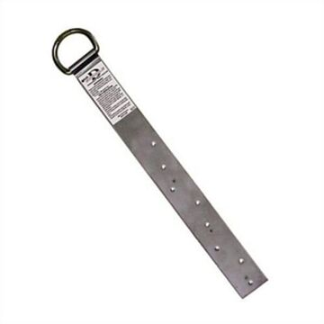 Roof Anchor Single D, 310 Lb Capacity, 18 In Lg, 3.3 In Wd, Stamping 304 Stainless Steel, D-rings Zinc-plated Steel