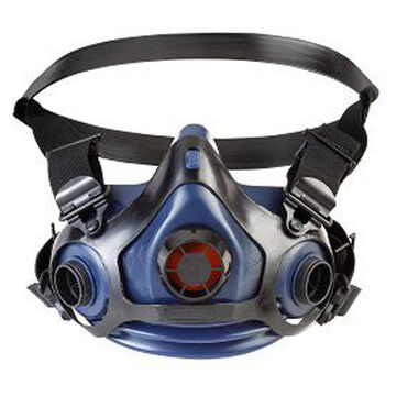 Demi-masque respiratoire réutilisable à triple bride, M/L, tissé, standard, noir/bleu