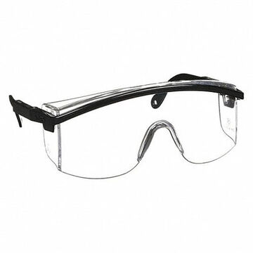 Safety Glasses, Medium, Anti-Scratch, Clear, Full Frame, Wraparound, Black