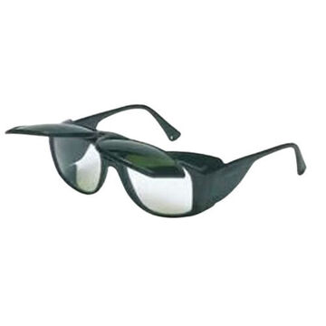 Safety Glasses, Medium, Scratch Resistant, Green, Full Frame, Black