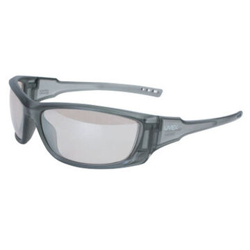 Safety Glasses, Universal, Hard Coated, Anti-Scratch, Reflect 50, Full Frame, Wraparound, Solid Gray