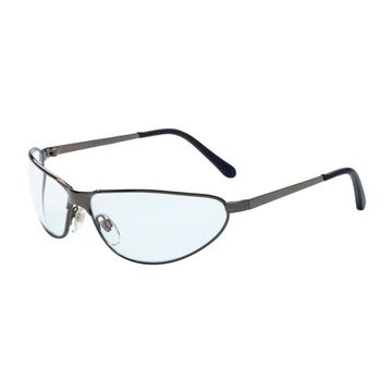 Safety Glasses, Medium, Anti-Fog, Anti-Scratch, Gray/Silver, Wraparound, Gray
