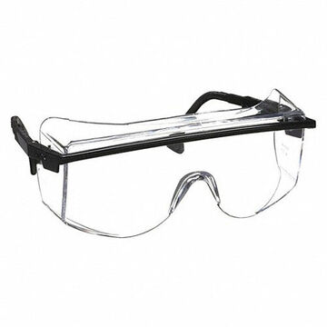 Safety Glasses, Medium, Anti-Fog, Clear, Frameless, OTG, Black