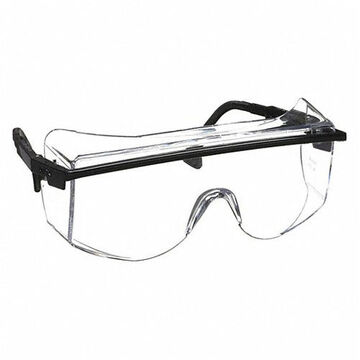 Safety Glasses, Medium, Anti-Fog, Anti-Scratch, Clear, Frameless, OTG, Black