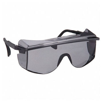 Safety Glasses, Medium, Anti-Scratch, Gray, Frameless, OTG, Black