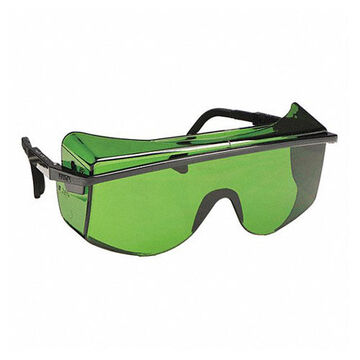 Safety Glasses, Medium, Anti-Scratch, Green, Frameless, OTG, Black