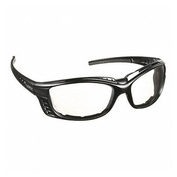 Safety Glasses, Medium, Anti-Fog, Gray, Full Frame, Wraparound, Black