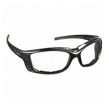 Lunettes de sécurité, moyennes, antibuée, grises, monture complète, enveloppantes, noires