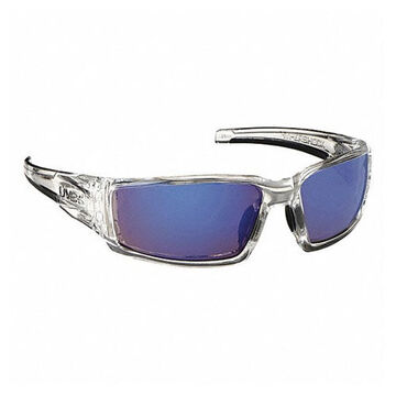 Safety Glasses, Medium, Anti-Fog , Polarized , Anti-Scratch, Blue, Full Frame, Wraparound, Clear