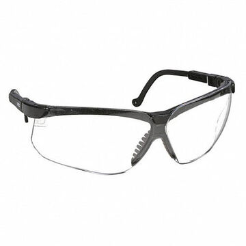 Safety Glasses, Medium, Anti-Scratch, Clear, Half-Frame, Wraparound, Black