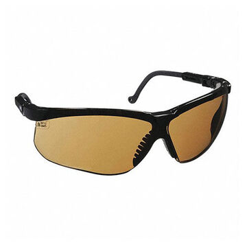 Safety Glasses, Medium, Scratch Resistant, Amber, Half-Frame, Wraparound, Black