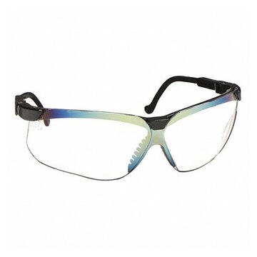 Safety Glasses, Medium, Anti-Scratch, Clear, Half-Frame, Wraparound, Black