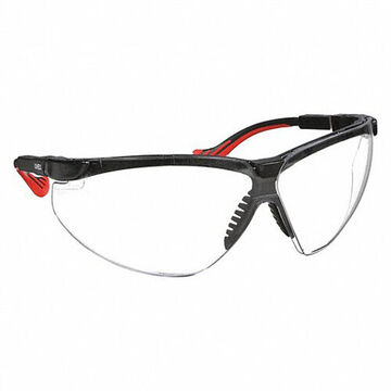 Safety Glasses, Medium, Anti-Scratch, Clear, Half-Frame, Wraparound, Black