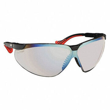 Safety Glasses, Medium, Scratch Resistant, Gray, Half-Frame, Wraparound, Black