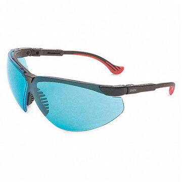 Safety Glasses, Medium, Ultra-dura Hcoat, Hydroshield Af, Anti-Fog, Hydrophilic, Hydrophobic, Scratch-Resistant, SCT-Blue, Half-Frame, Black