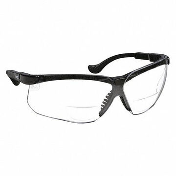 Reading Glasses, Medium, Ultra-Dura Anti-Scratch, Clear, Half Frame, Wraparound, Black