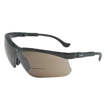 Safety Glasses, Medium, Anti-Reflective, Gray, Non-Metal Frame, Black
