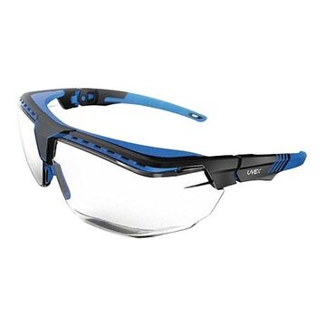 Safety Glasses, Universal, Anti-Reflective, Scratch-Resistant, Clear, Half Frame, OTG, Blue