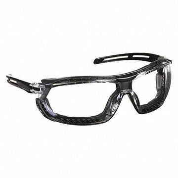 Safety Glasses, Medium, Anti-Fog, Clear, Wraparound, Black