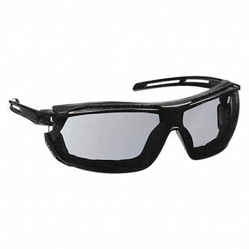 Safety Glasses, Medium, Anti-Fog, Gray, Wraparound, Black