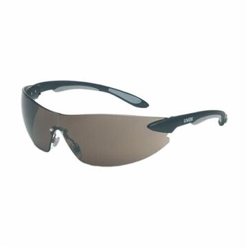 Lightweight Safety Glasses, Medium, Anti-Fog, Gray, Wraparound, Black/Silver