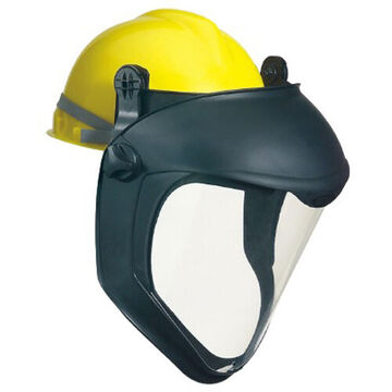 Hard Hat Face Shield, Clear, Polycarbonate Glass, 8-1/2 in ht, 15 in ht
