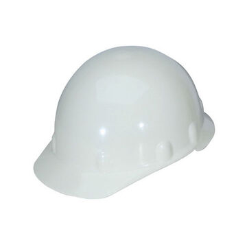 Casque de sécurité à bord avant, blanc, thermoplastique, cliquet à 8 pouceints, classe E