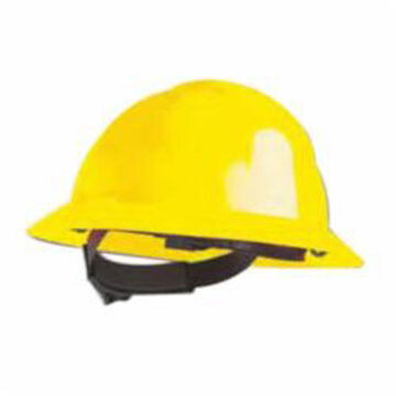 Casque de sécurité à bord avant, jaune, thermoplastique, cliquet, classe E