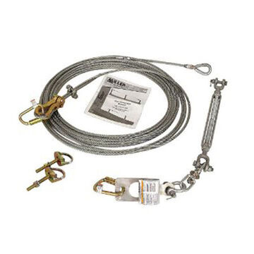 Horizontal Lifeline Kit, 310 lb Capacity, 60 ft lg, Stainless Steel, Steel