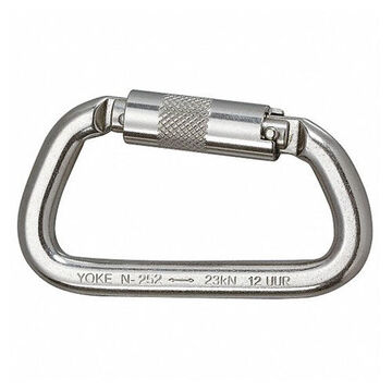 Double-Action Twist Lock Carabiner, 2-3/64 in wd, 3/4 in Gate Clearance, Stainless Steel