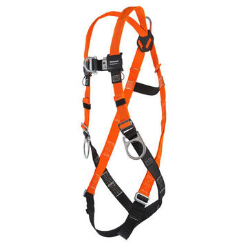 Non-stretch Full Body Harness, Universal, 400 lb Capacity, Hi-Viz Orange, Polyester