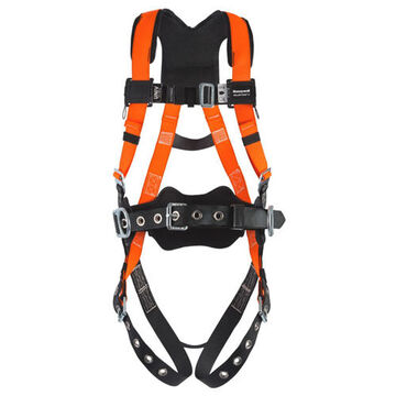 Non-stretch Full Body Harness, Universal, 400 lb Capacity, Hi-Viz Orange, Polyester