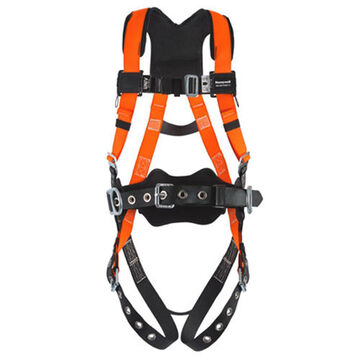 Non-stretch Full Body Harness, S/M, 400 lb Capacity, Hi-Viz Orange, Polyester