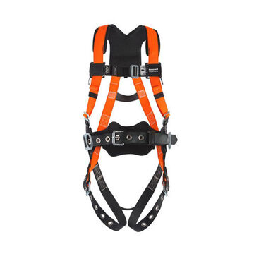 Non-stretch Full Body Harness, 2XL, 400 lb Capacity, Hi-Viz Orange, Polyester