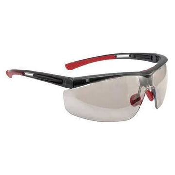 Safety Glasses, Narrow, Anti-Fog, Anti-Static, Scratch-Resistant, Full-Frame, Translucent Black/Red
