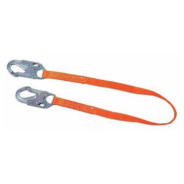 Longe de positionnement fixe, capacité de 310 lb, 6 pied lg, 1 jambe, orange, bouton-pression