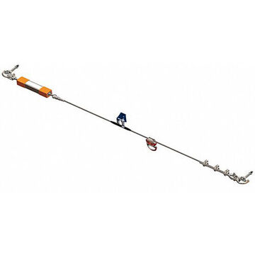 Lifeline Kit Permanent Horizontal Single Span, 310 Lb Capacity, 30 Ft Lg, Galvanized Steel, Galvanized Steel