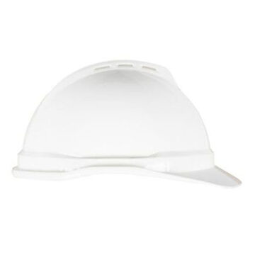 Type I Vented Hard Hat, Fits Hat 6-1/2 to 8 in, White, HDPE, 4 Point Ratchet, Class E