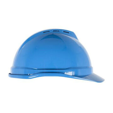 Type I Vented Hard Hat, Fits Hat 6-1/2 to 8 in, Blue, HDPE, 4 Point Ratchet, Class E