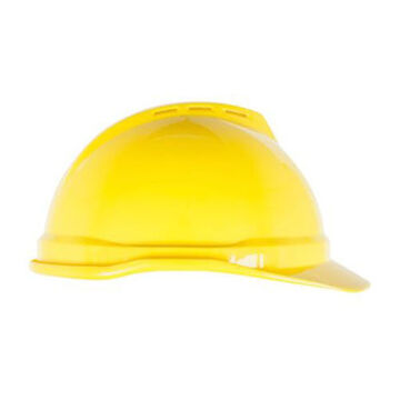 Type I Vented Hard Hat, Fits Hat 6-1/2 to 8 in, Yellow, HDPE, 4 Point Ratchet, Class C