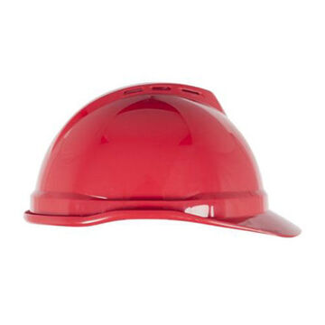 Type I Vented Hard Hat, Fits Hat 6-1/2 to 8 in, Red, HDPE, 4 Point Ratchet, Class C