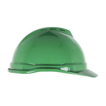 Type I Vented Hard Hat, Fits Hat 6-1/2 to 8 in, Green, HDPE, 4 Point Ratchet, Class C