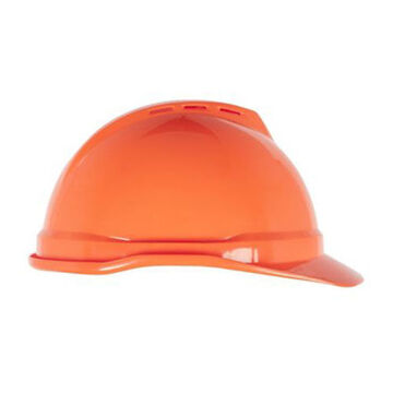 Type I Vented Hard Hat, Fits Hat 6-1/2 to 8 in, Hi-Viz Orange, HDPE, 4 Point Ratchet, Class C